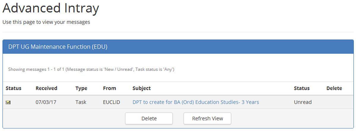 creating dpt intray message