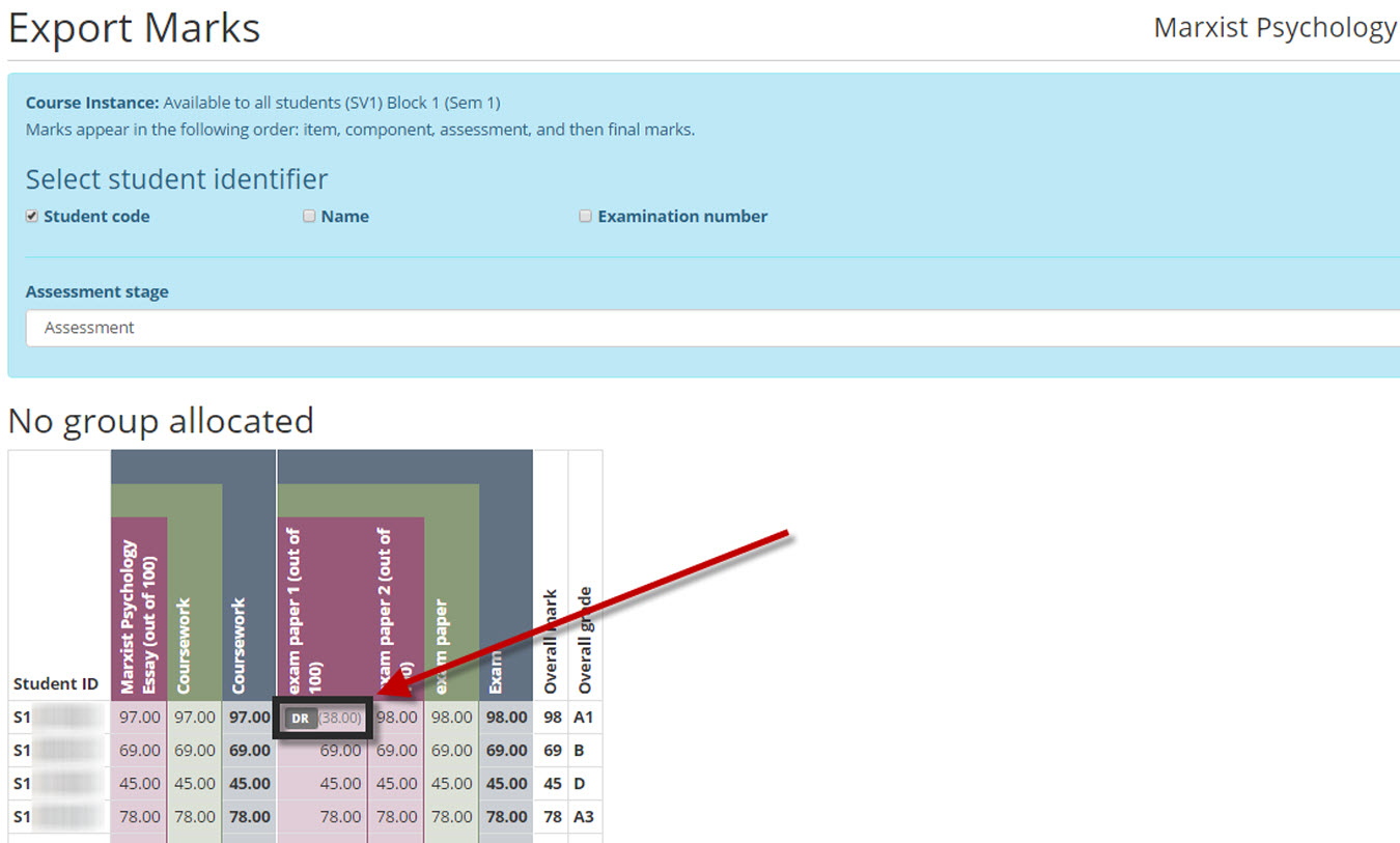 dc export with dr visible