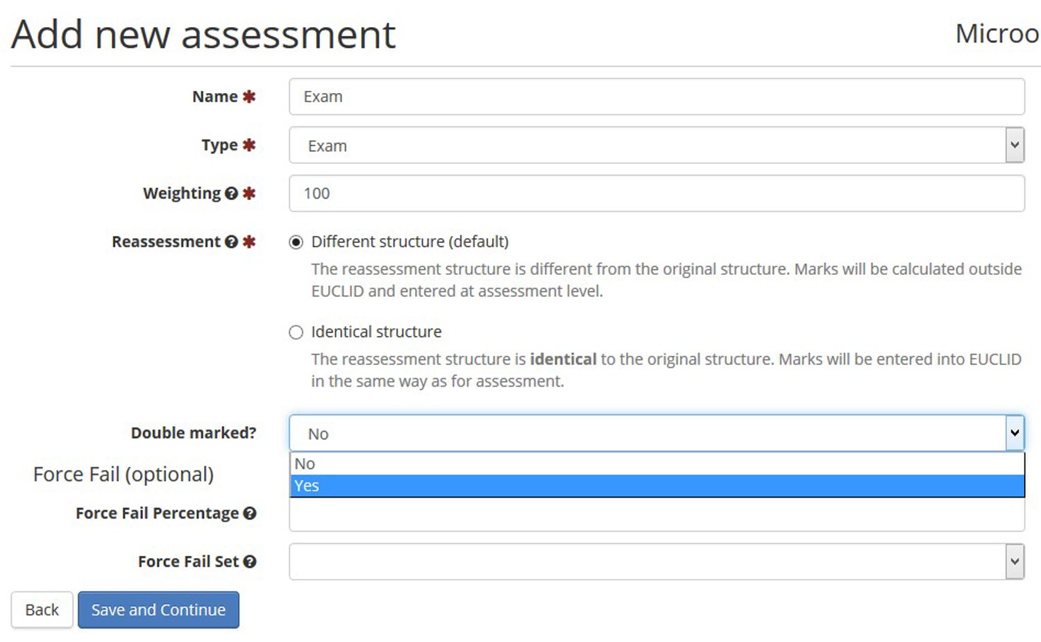 Setting double marking 1