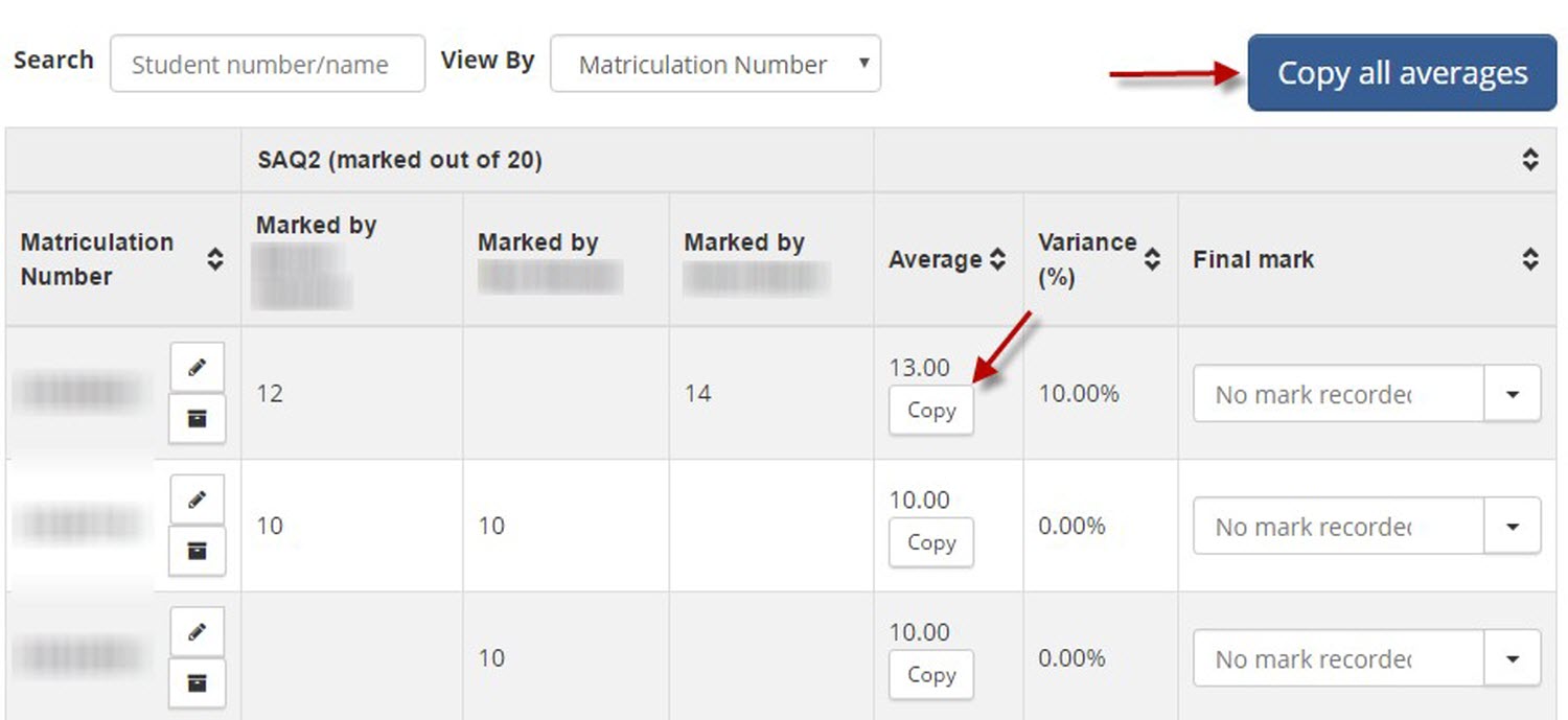 Double marking Reconciling and exporting marks