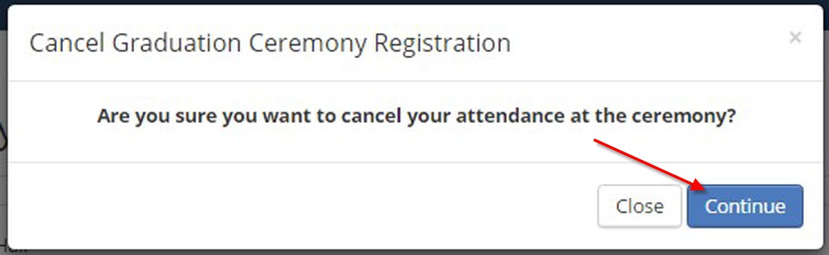 Image of graduations register cancel page