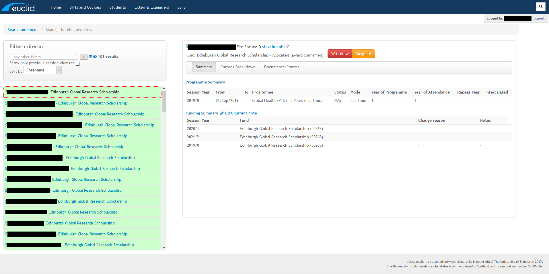 manage funding results