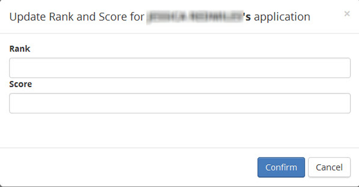 Image of the scholarships application rank/score fields