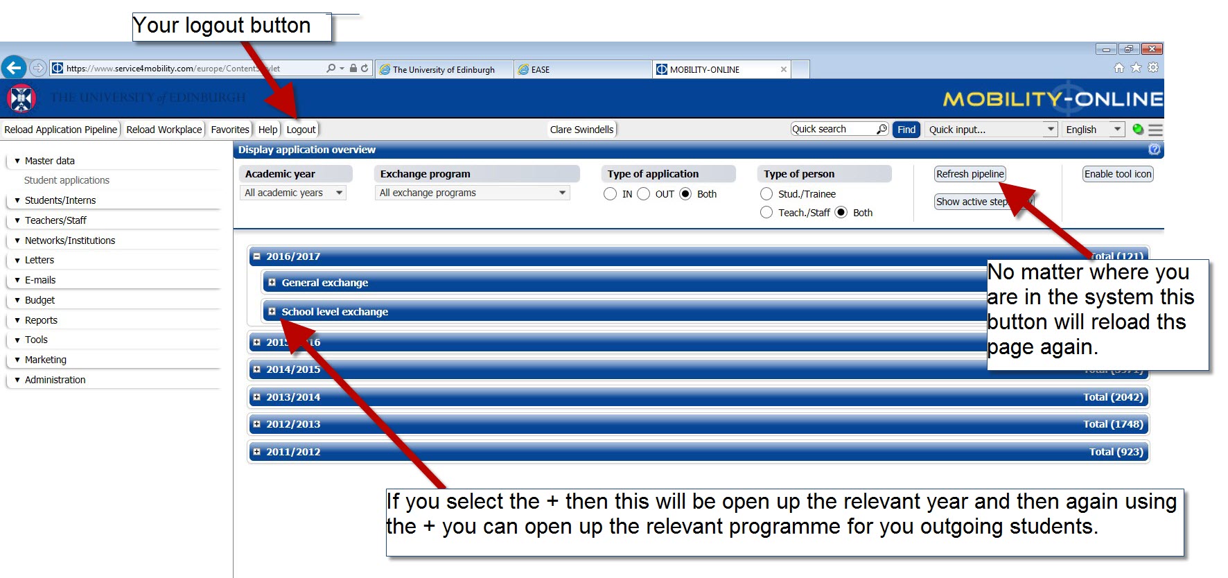 Image of mobility menu structure