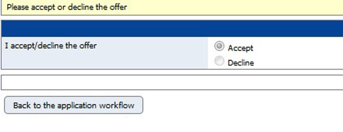Image of the application offer access or decline screen