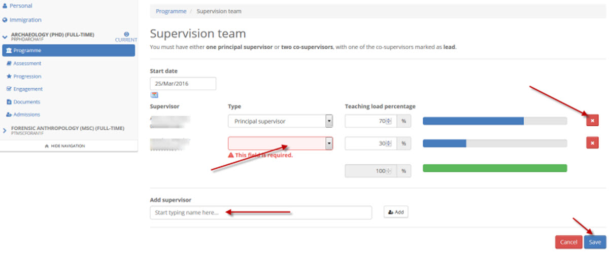 Image of PGR Supervisor screen in Euclid