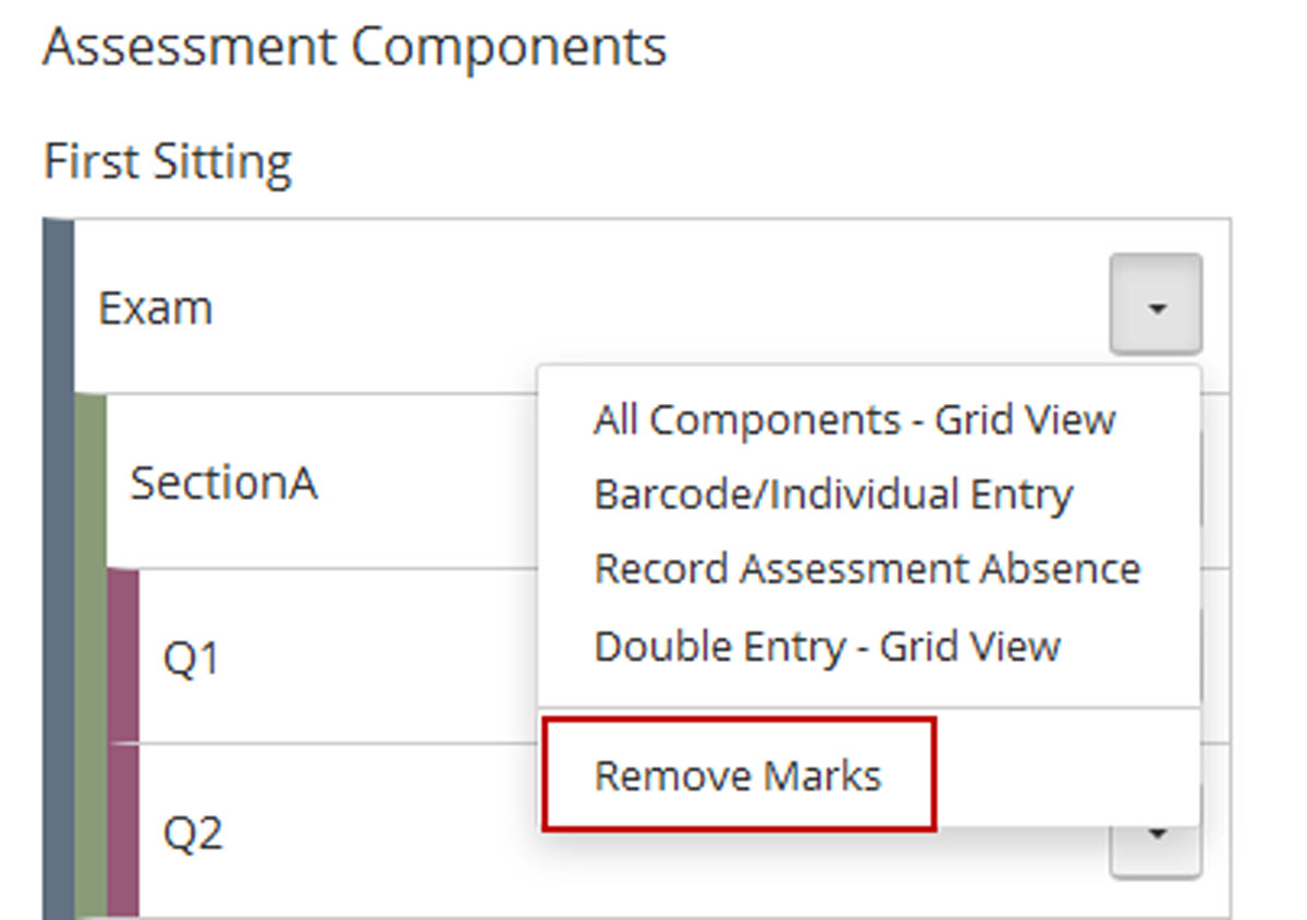 Remove Marks drop down