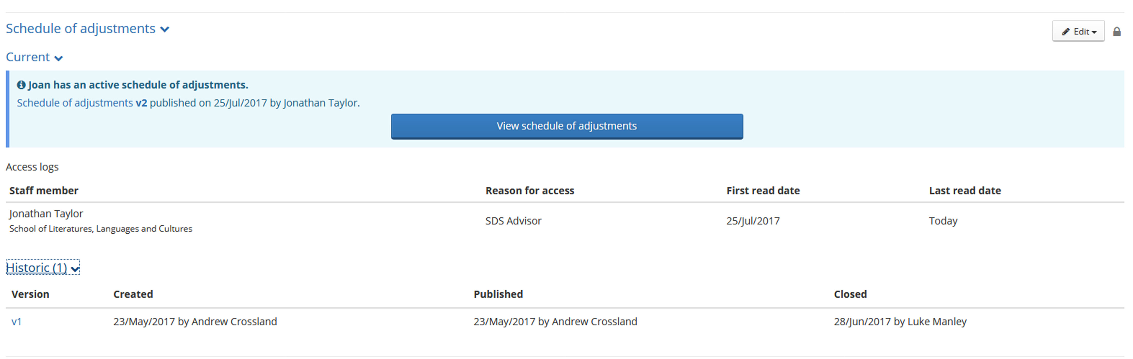 Schedule of Adjustments student hub new created image