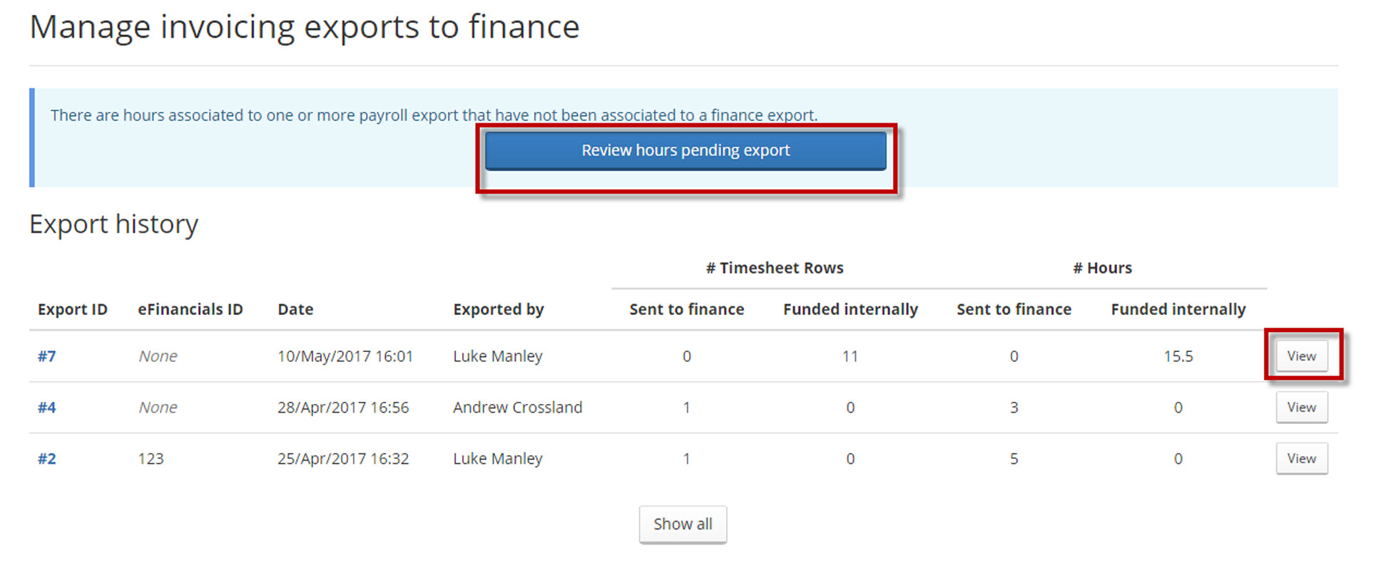 Review hours pending export SDS