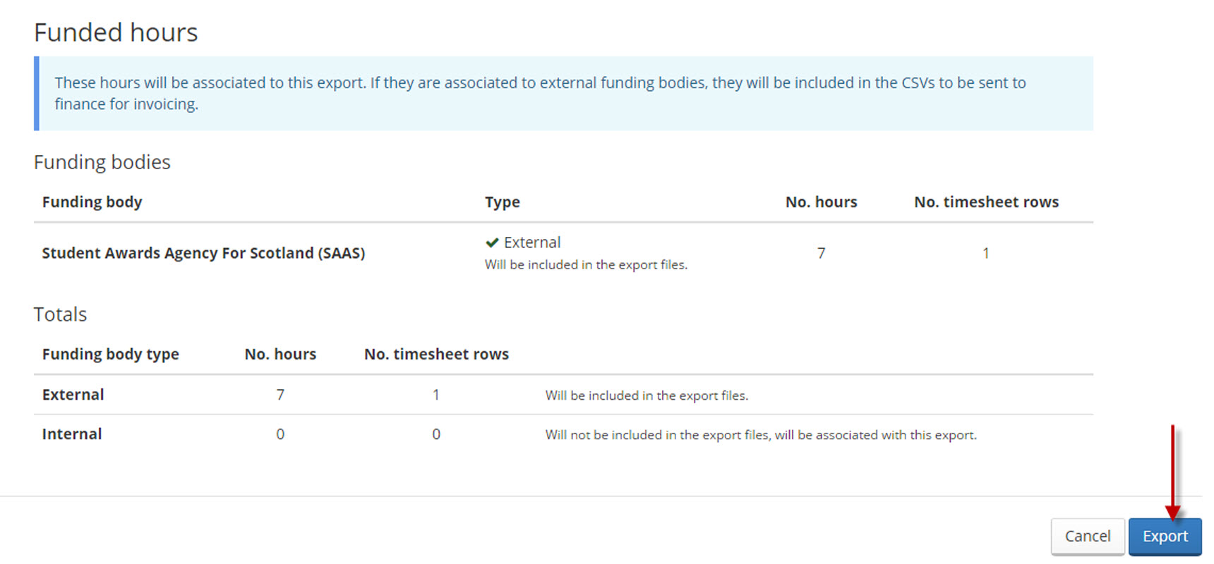 funded hours data screen SDS