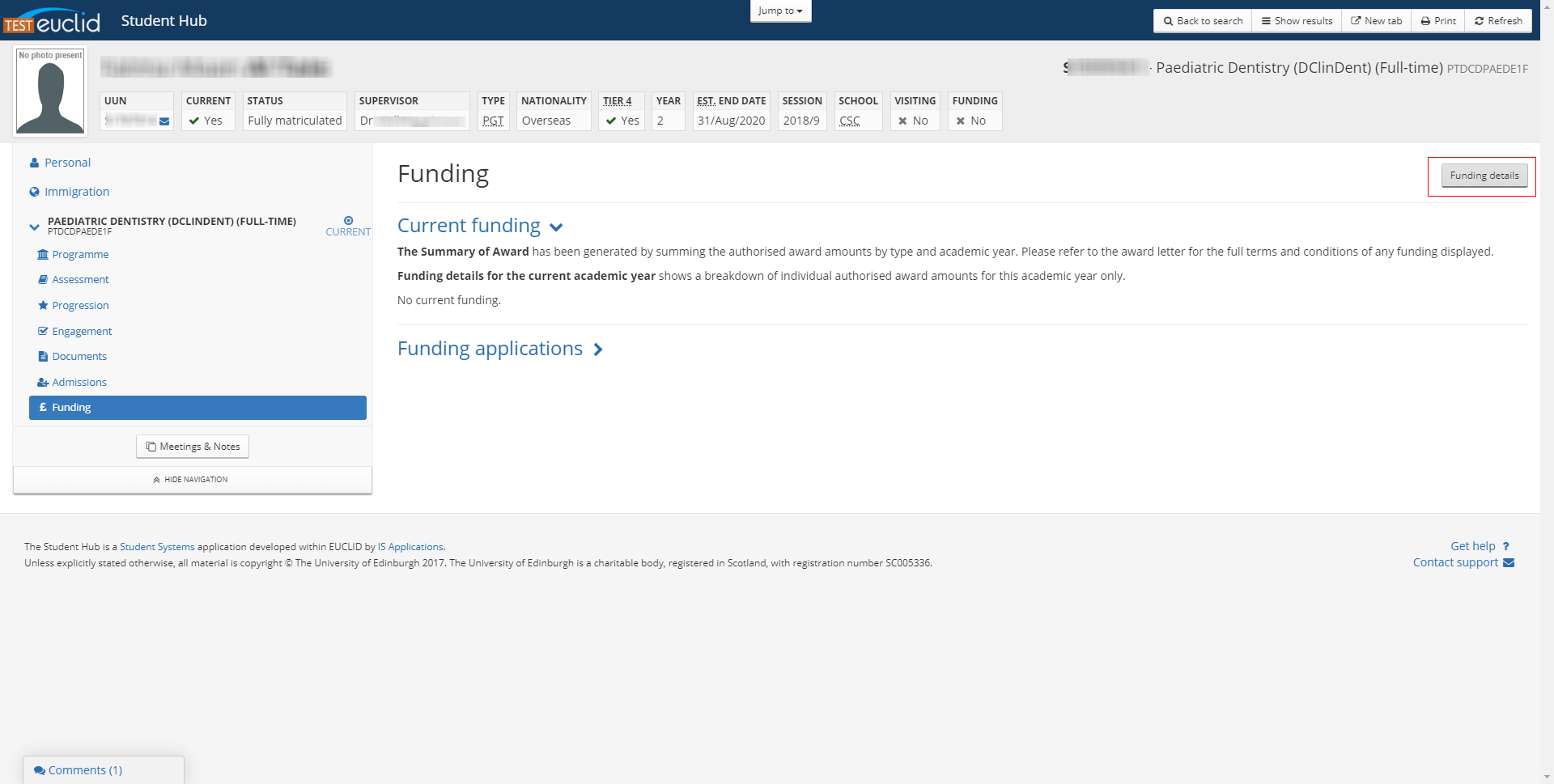 Select Funding details