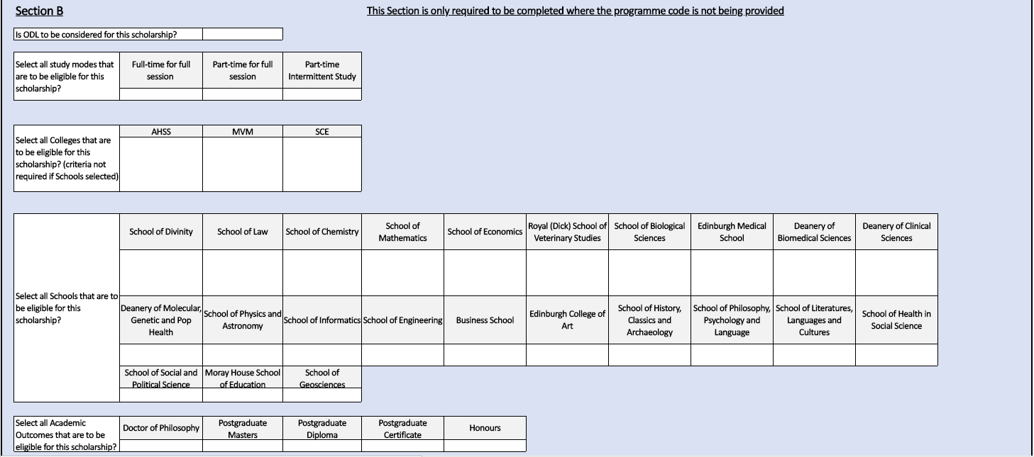 template section b