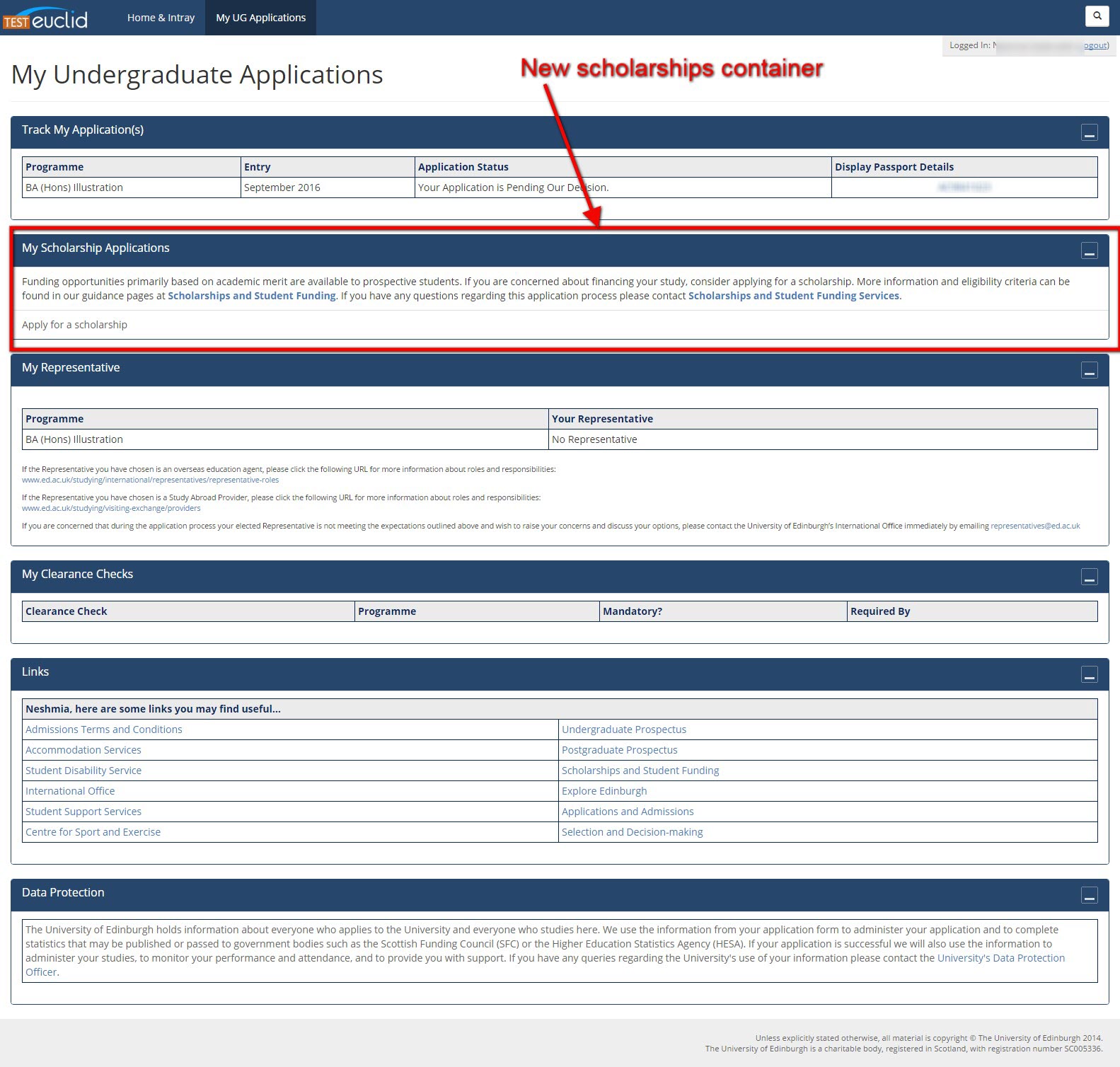 Image of undergraduate portal scholarships link