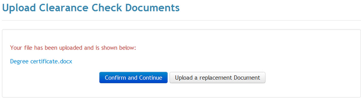 Confirm selected document for upload image