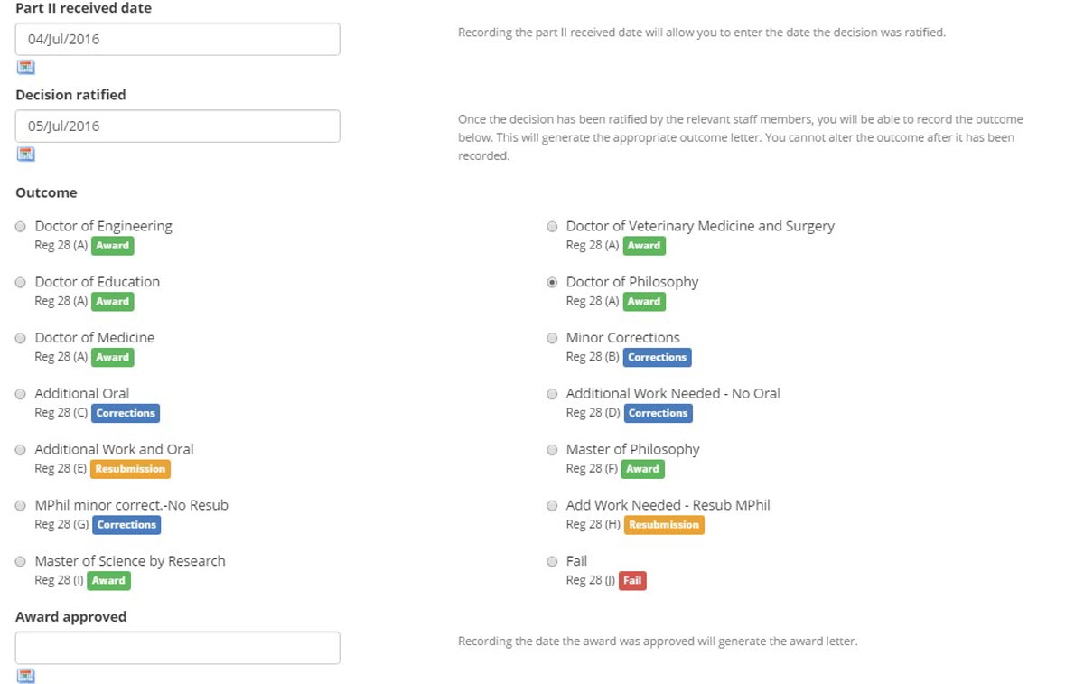 Image of thesis workflow Part II screen